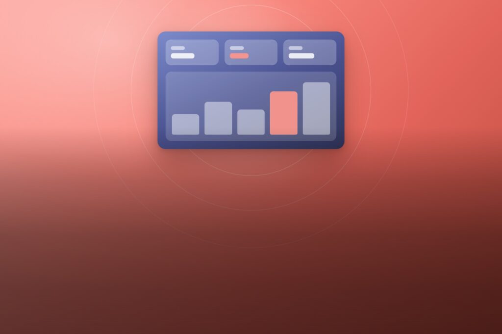 A dashboard interface with three KPI tiles and a bar chart, illustrating scalable SaaS dashboard design for fast growing companies in the MENA region